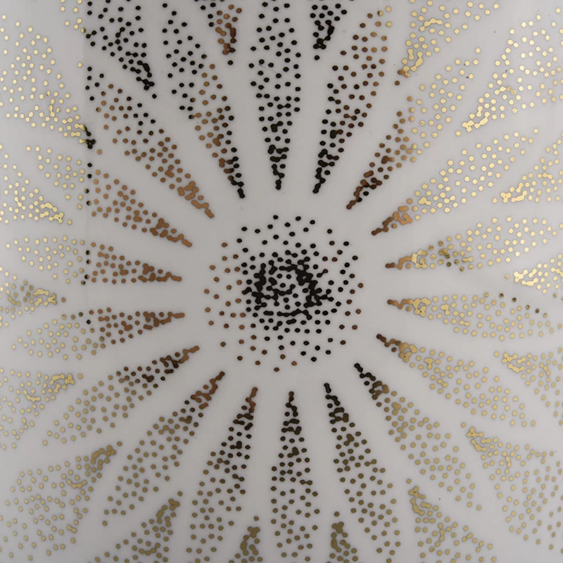 Vaso di candela in ceramica bianca 12 once con oro elettroplavato