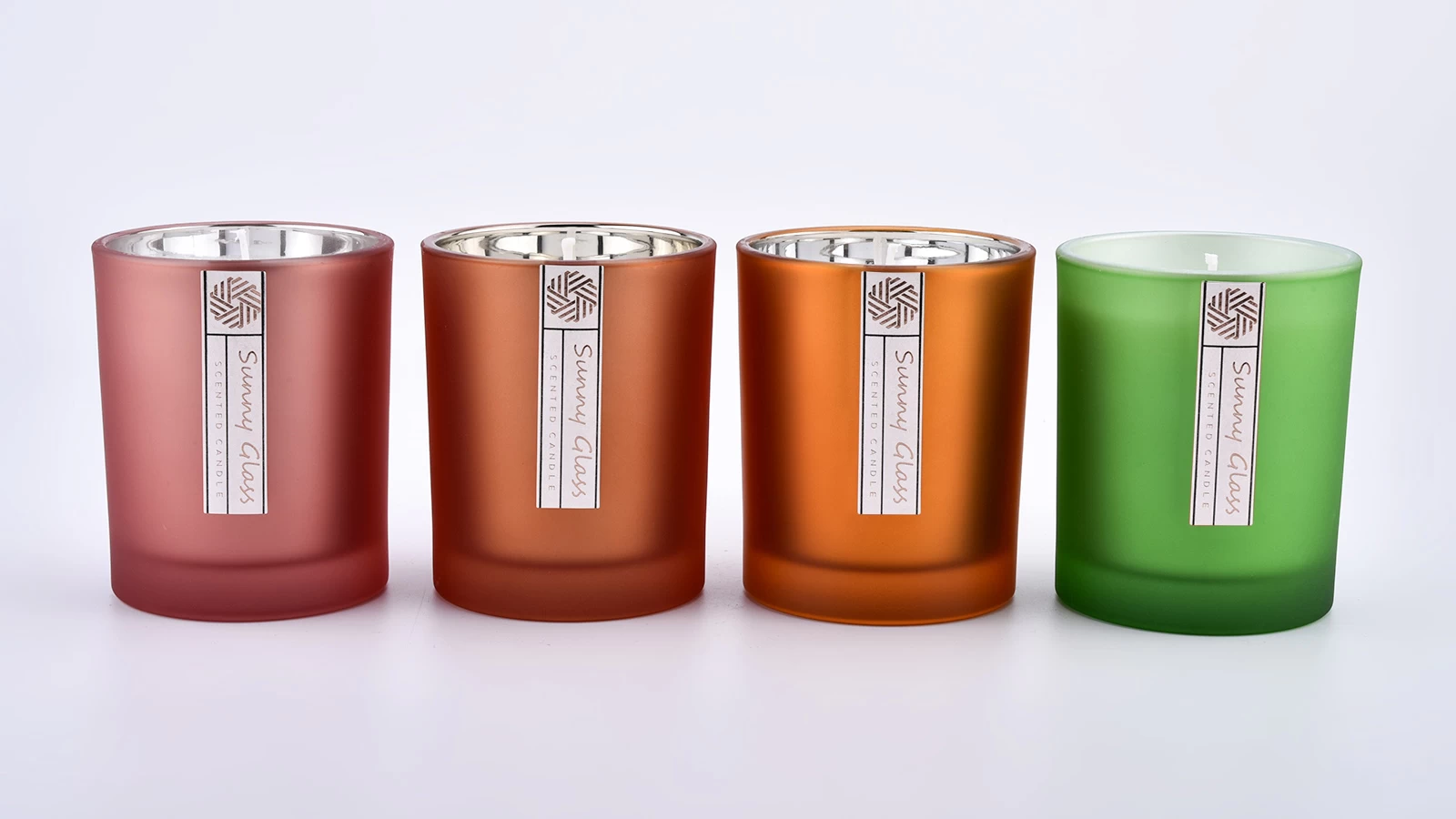 Hot sale 300ml frosted outside and electroplating inside glass candle holder for wholesale