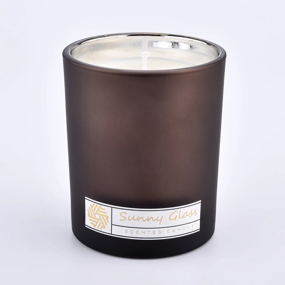 300ml glass candle jars with frosted painting exterior and electroplating interior