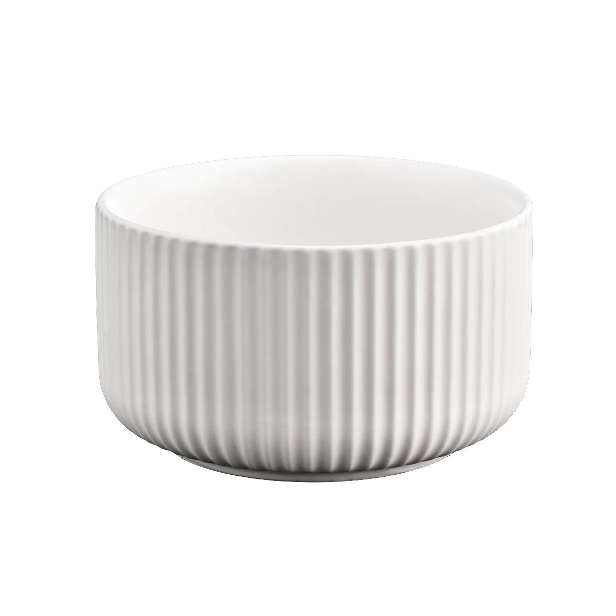 Striped Pattern Matte Whilte Ceramic Candle Vessels