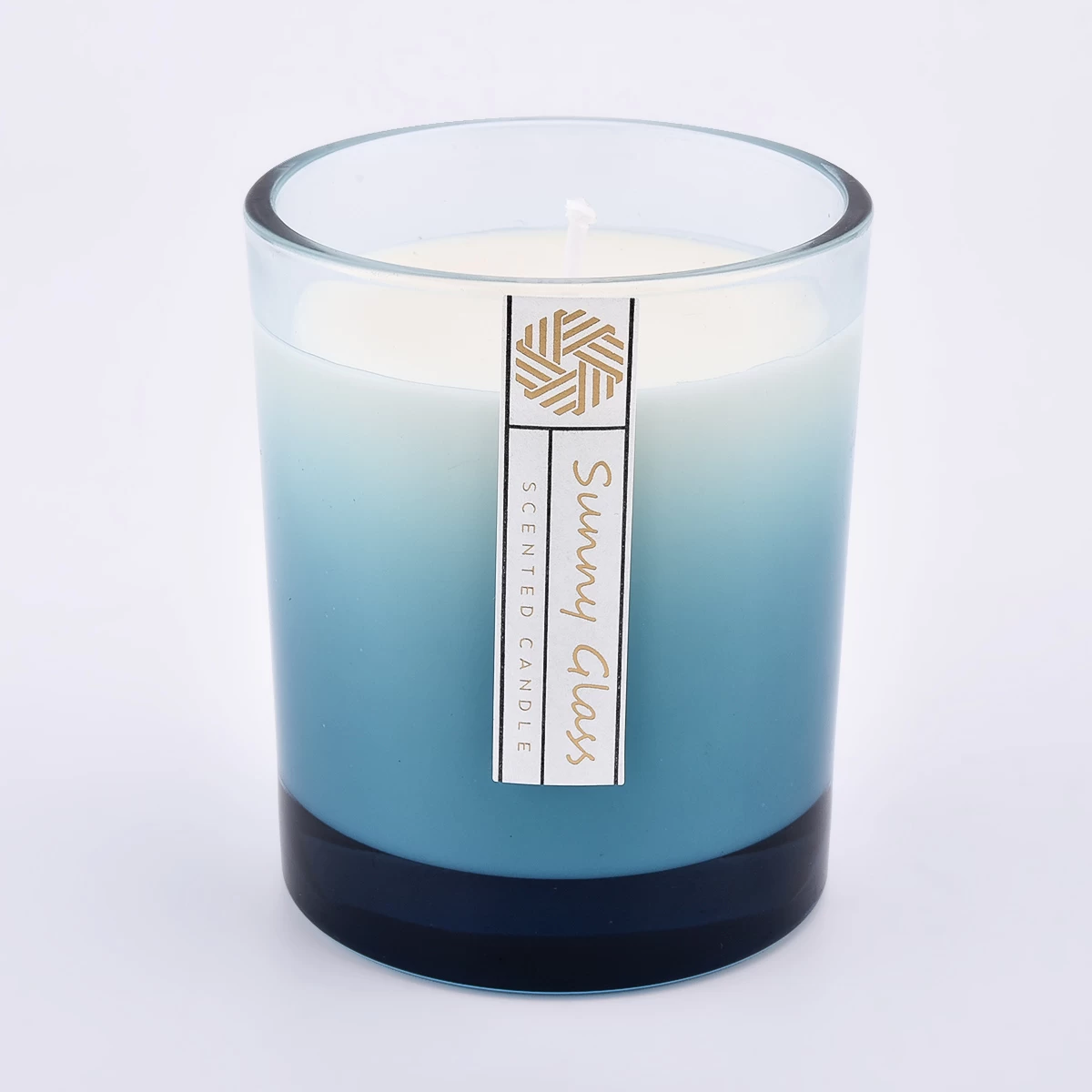 Customized color 300ml gradient outside  glass candle holder for wholesale
