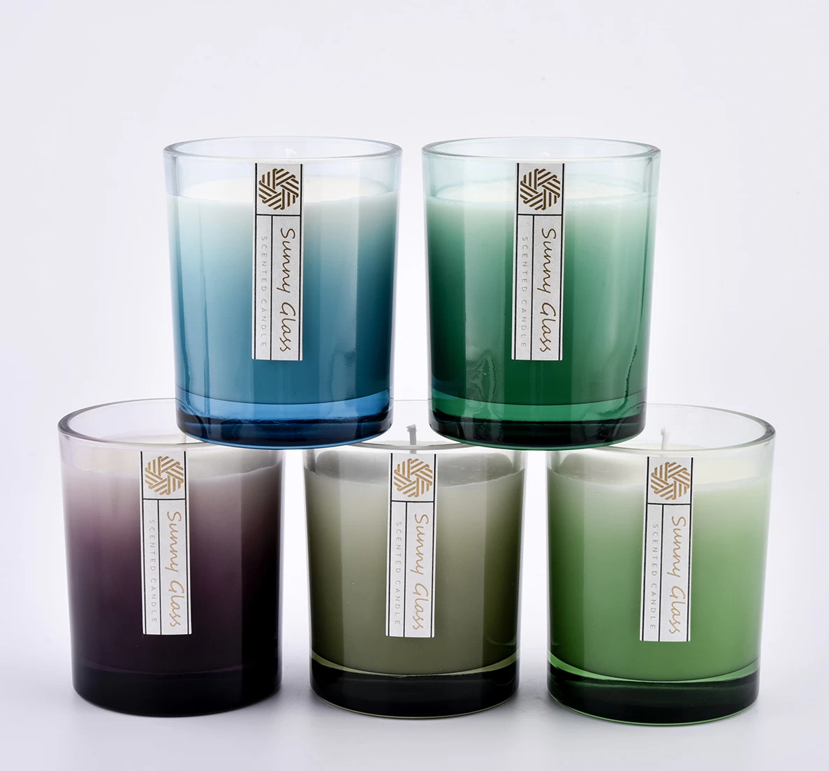 Newly design gradient 300ml outside  glass candle holder for wholesale 