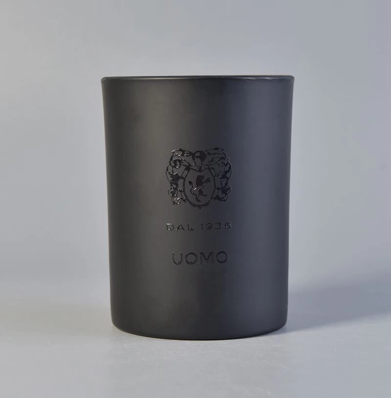 Matte black 10oz glass candle jar with logo printing