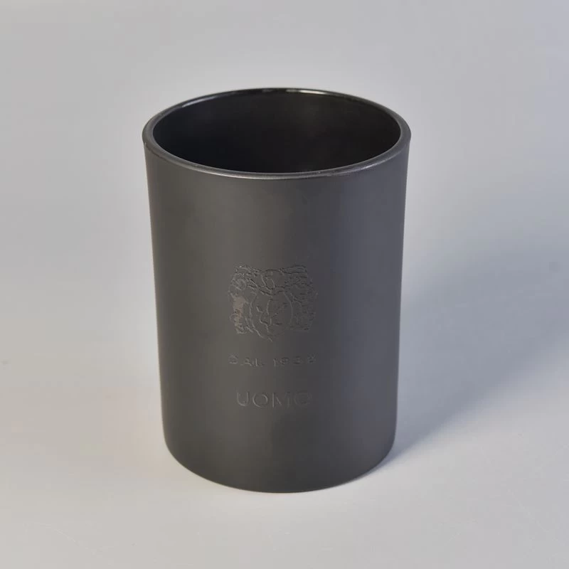 Matte black 10oz glass candle jar with logo printing