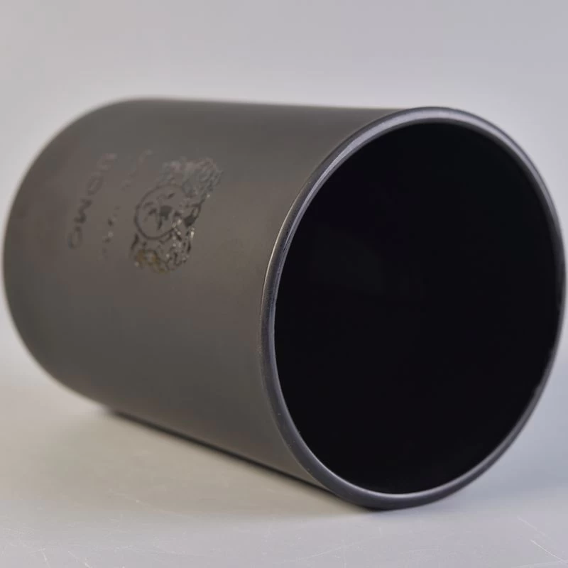 Matte black 10oz glass candle jar with logo printing