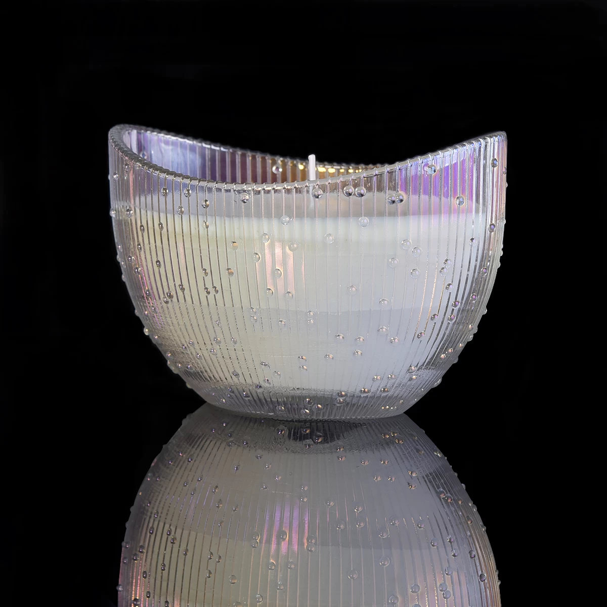 Luxury iridescent boat shape glass candle holder from Sunny 