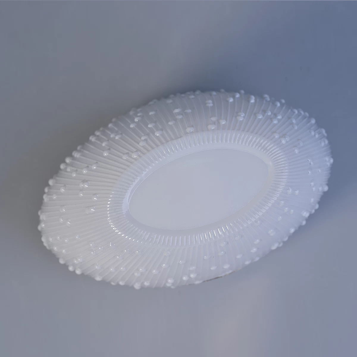 Spray white and electroplating boat shape glass candle holder from Sunny Glassware