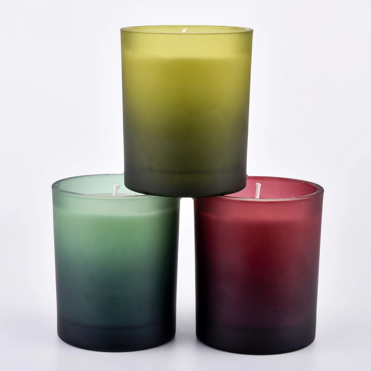 classic cylinder frosted  glass candle vessels wholesales