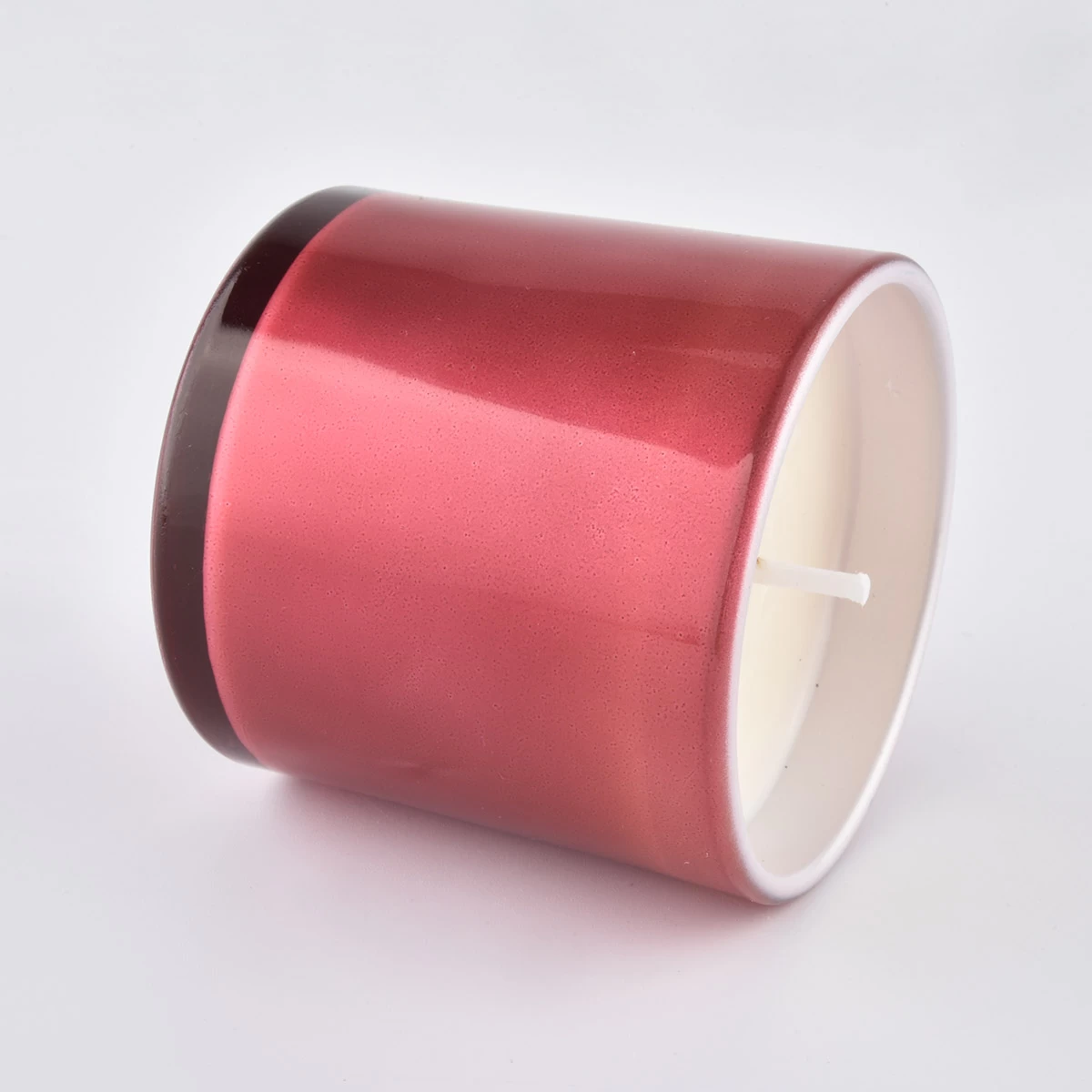 Home Decor Metal Red Color Glass Votive Jar