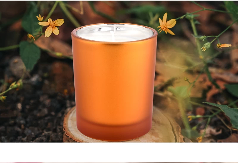 Unique glass candle jars wholesale custom color inside eletroplated