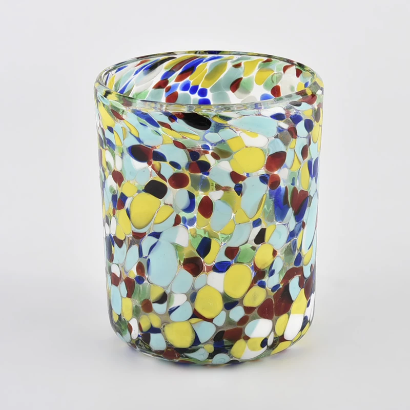 8oz luxury glass jar container candle with color decoration