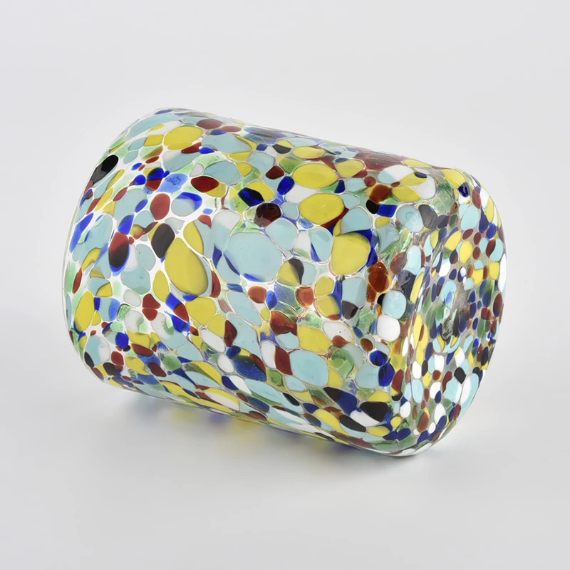 8oz luxury glass jar container candle with color decoration