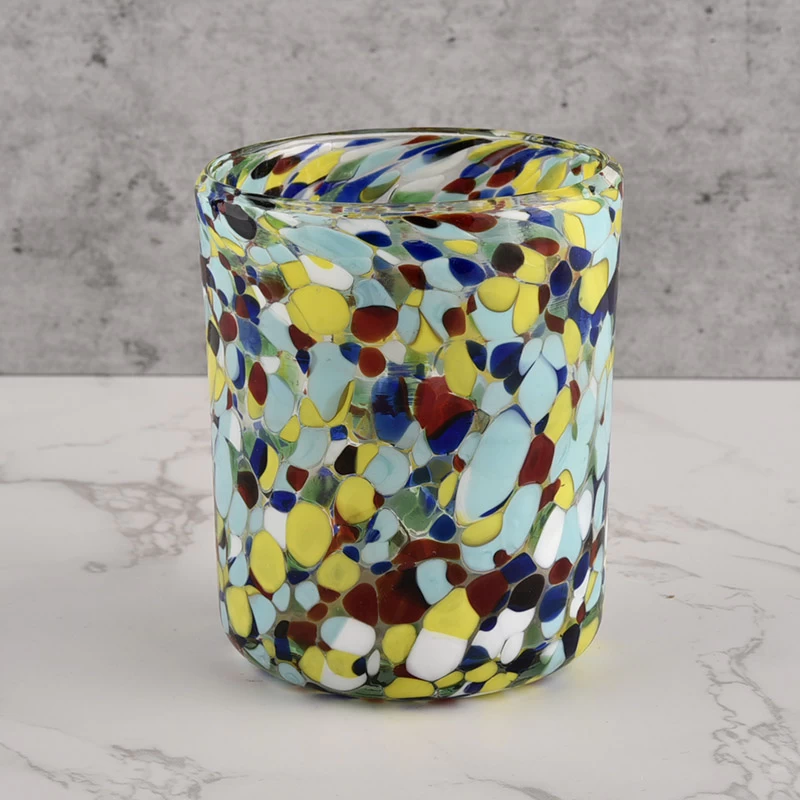 8oz luxury glass jar container candle with color decoration