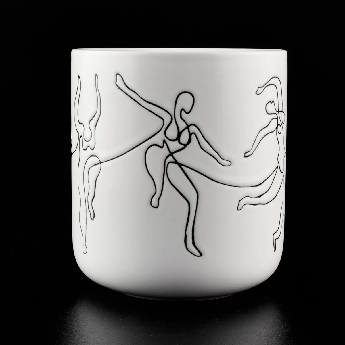 Matte White Ceramic Candle Vessels With Custom Patterns - COPY - i3tsjv