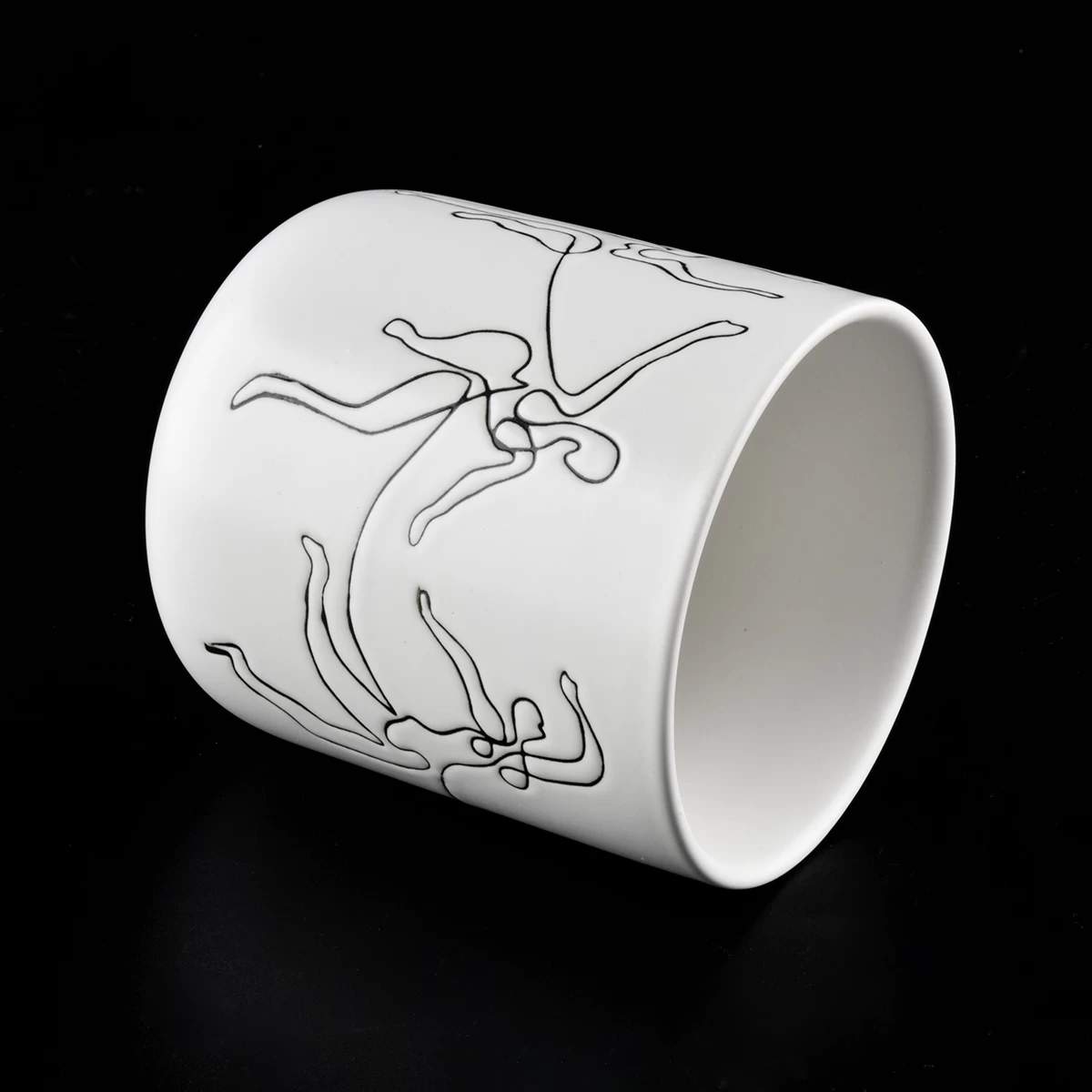 Matte White Ceramic Candle Vessels With Custom Patterns - COPY - i3tsjv