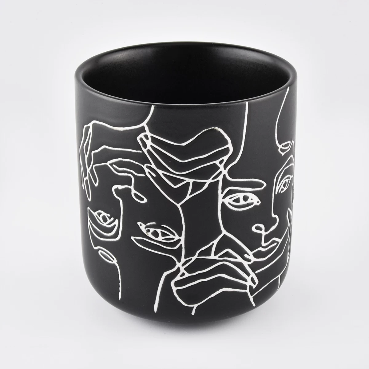Unique Matte Black Ceramic Candle Vessels With Custom Pattern - COPY - ag5qmm