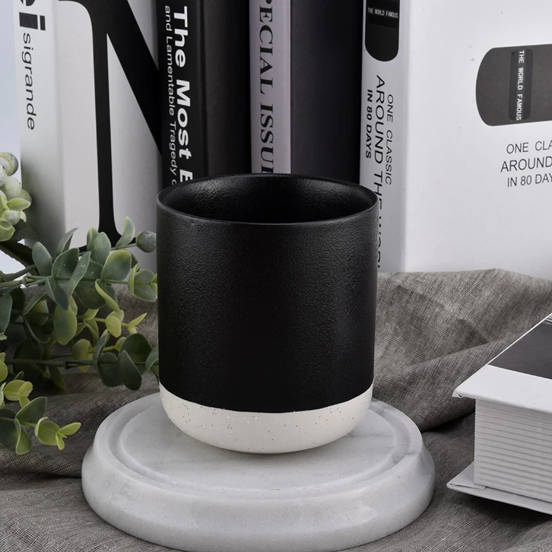 14oz matte black ceramic candle jars