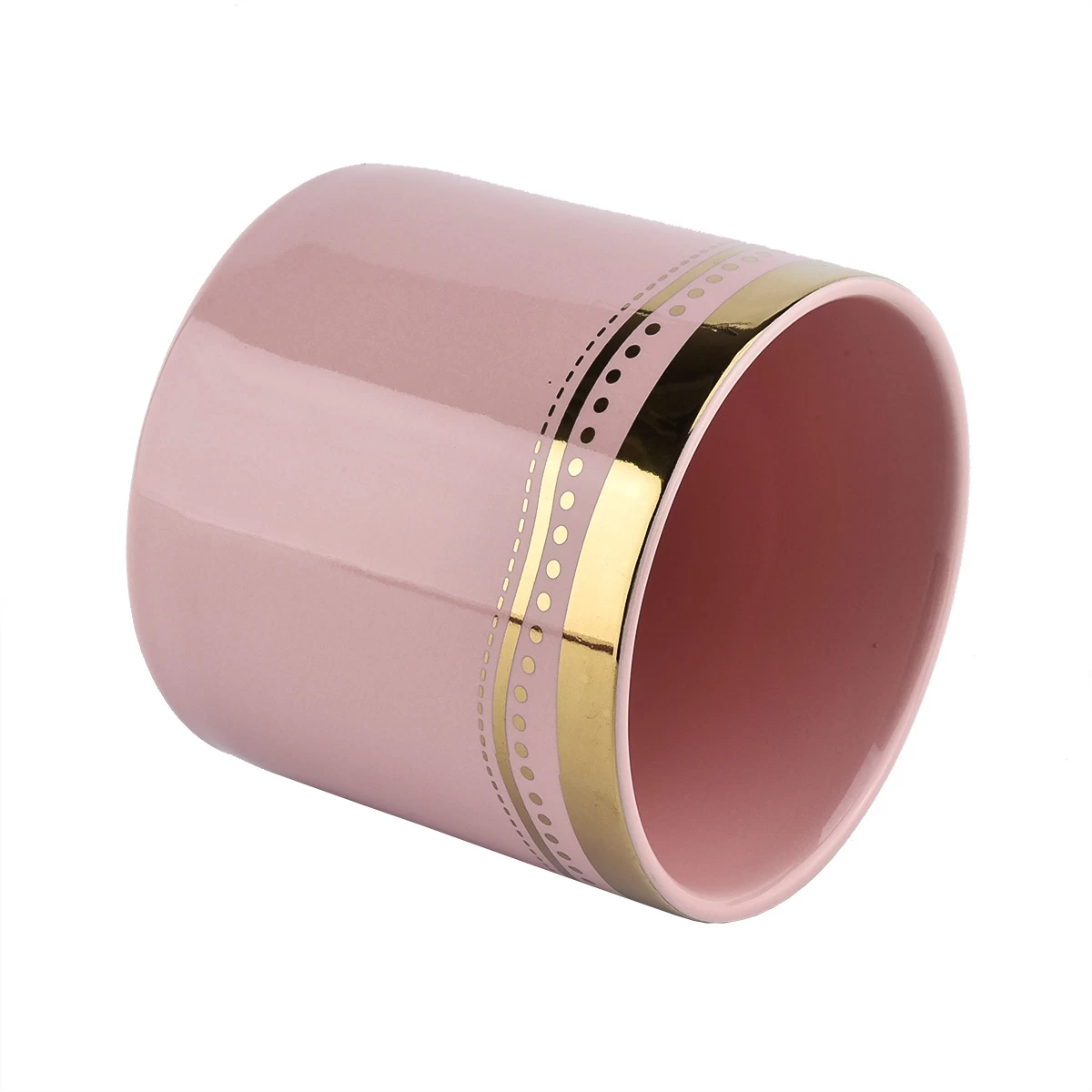 14oz pink cylinder ceramic candle jars with animal lid