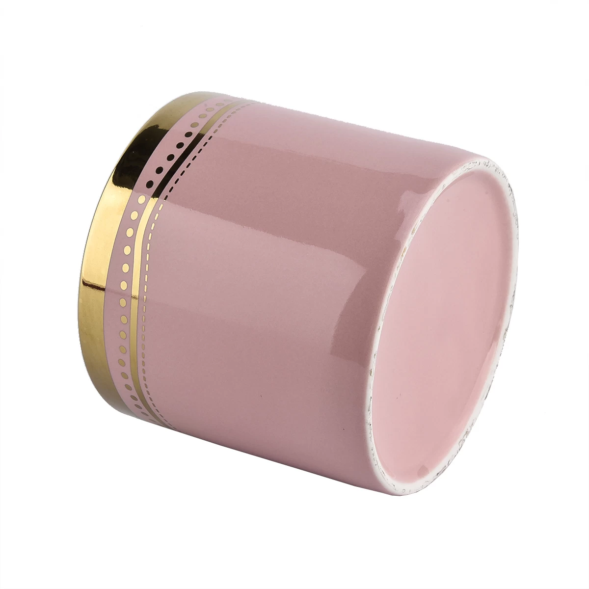 14oz pink cylinder ceramic candle jars with animal lid