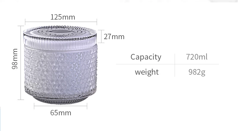 25oz 720ml luxury glass candle jars and lids wholesale snowflake pattern design