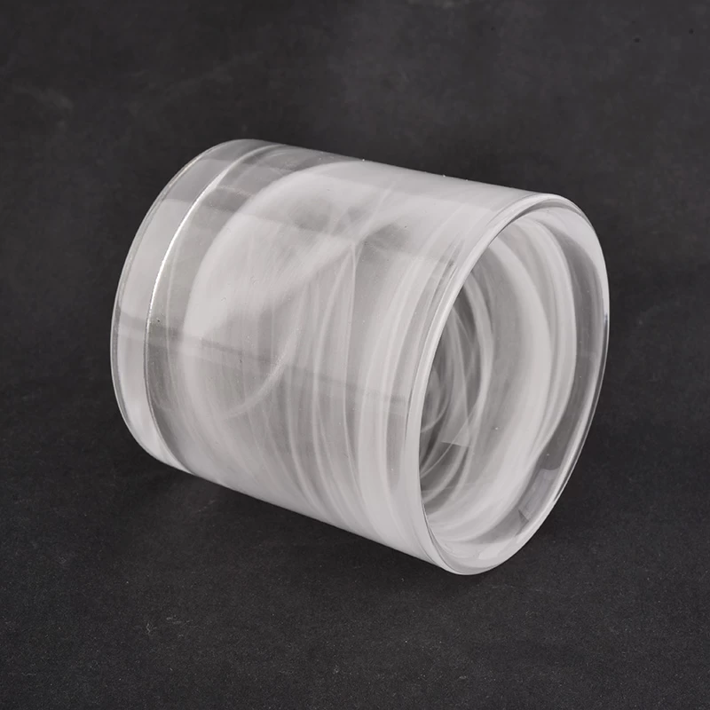 white cloudy effect unique glass candle jars wholesaler