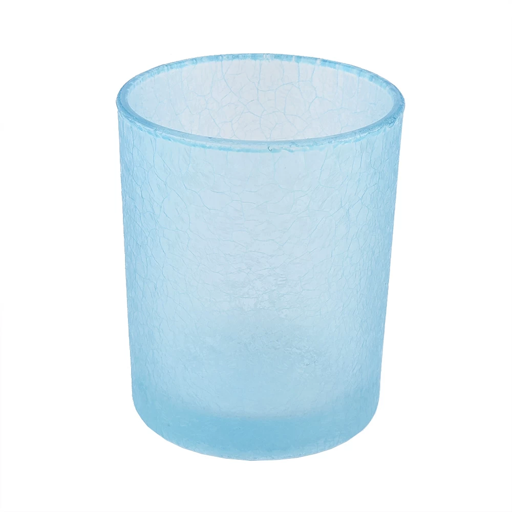 light blue frosted glass candle holders
