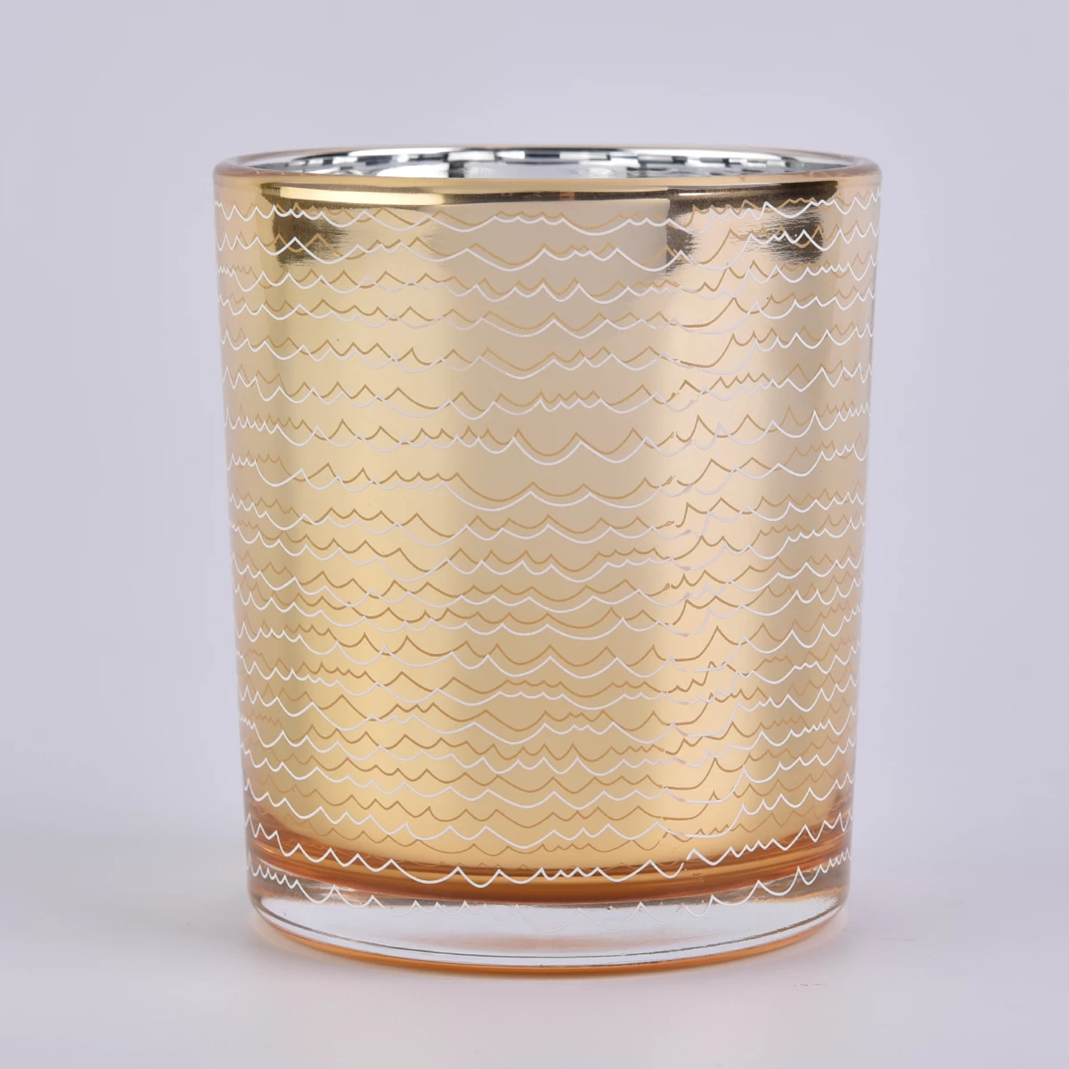 decorative glass candle jar with electroplating sliver inside