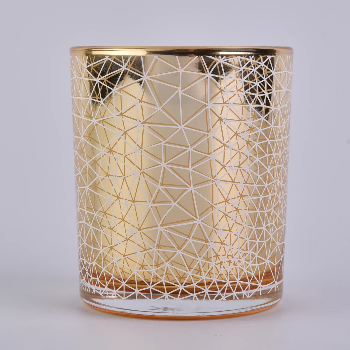gold glass candle holder with custom printing