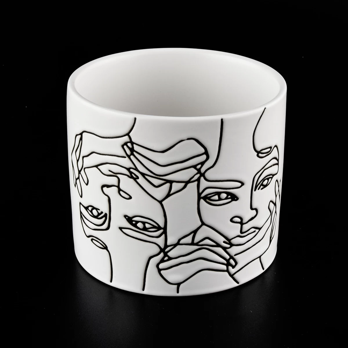Popular 12oz white ceramic candle vessels with custom designs