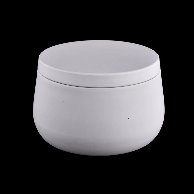 matte white round tinplate candle jars with lids