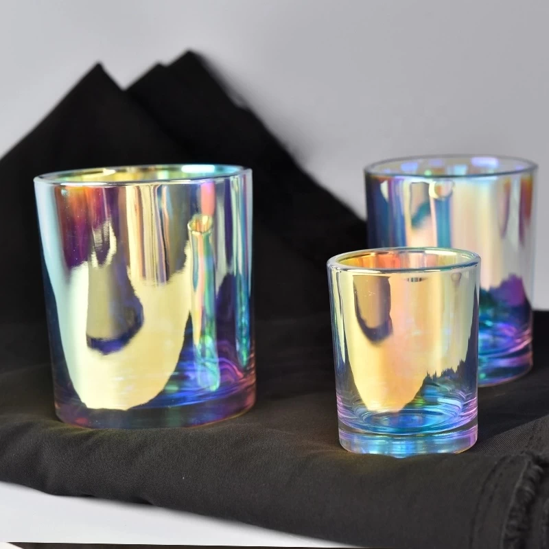 iridescent glass candle jar 12oz rainbow effect