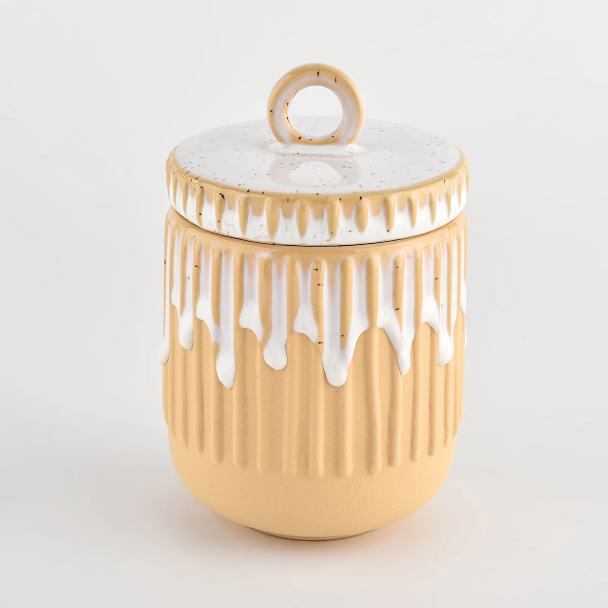Strip ceramic candle jar with lids for candle jars 