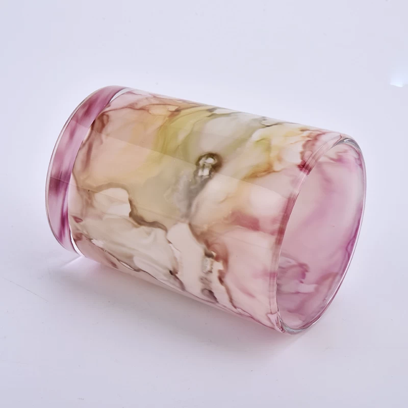 Partihandel skräddarsy färgcylinder glas ljushållare från solig glasvara