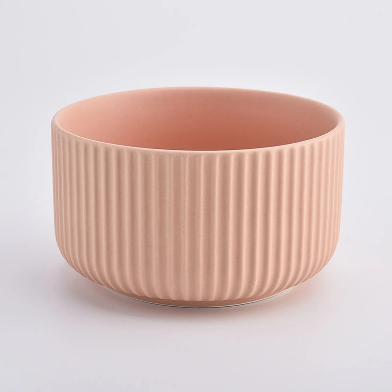 Wholesale Fancy Ceramic Candle Container Stripe Empty Candle Jar 