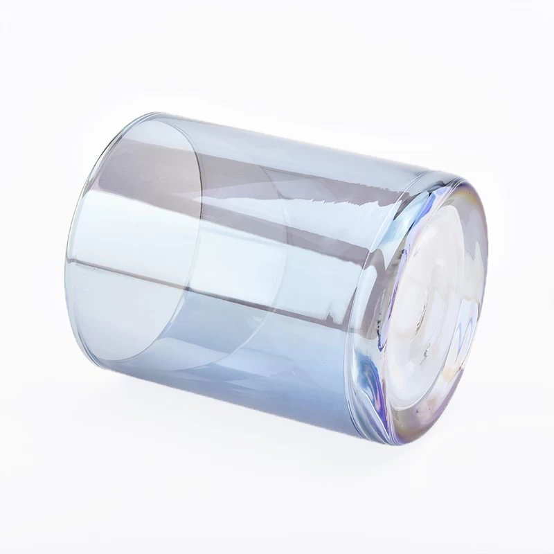 Pots de bougie en verre à cylindre droit de placage coloré personnalisé