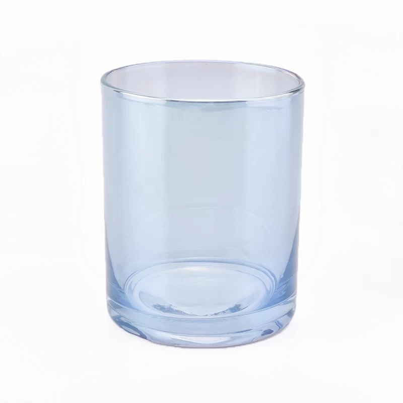 Pots de bougie en verre à cylindre droit de placage coloré personnalisé