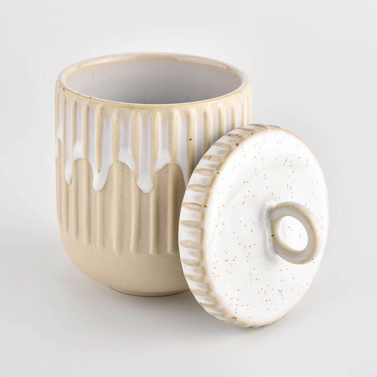 unique ceramic candle vessel with lid home decor
