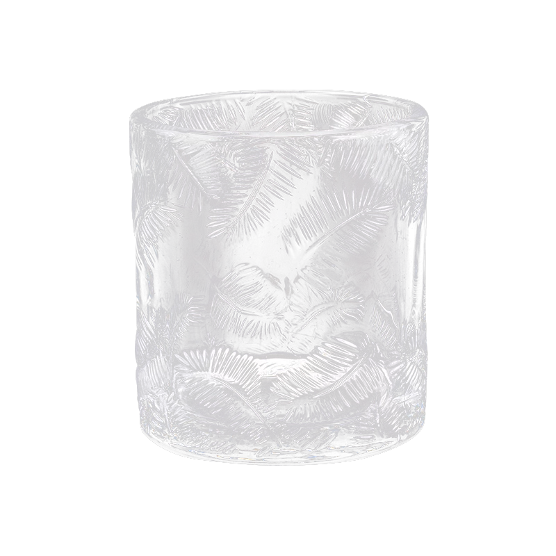 new design plant pattern glass candle jar for making 