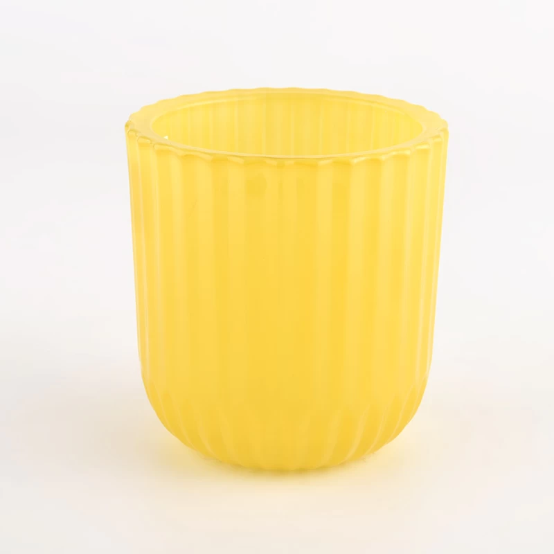 Unique shape glass candle holder with strip patterns