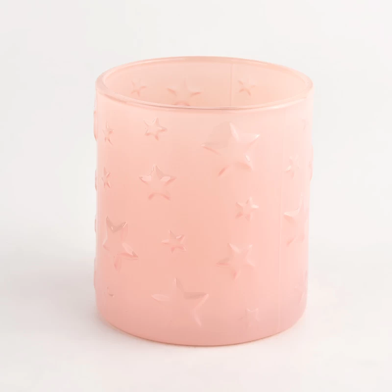 Luxury 220ml pink with star deco glass candle holder for supplier