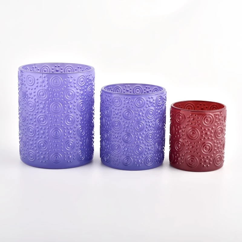 luxury bloom pattern glass candle jars