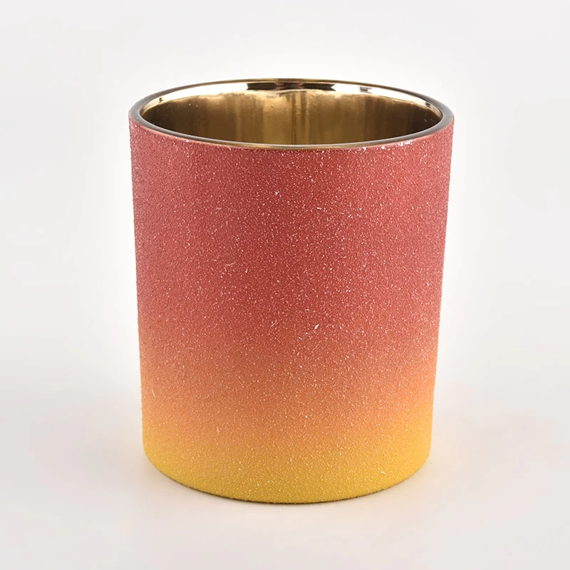 2022 new design style glass candle jar and gold inner in bulk