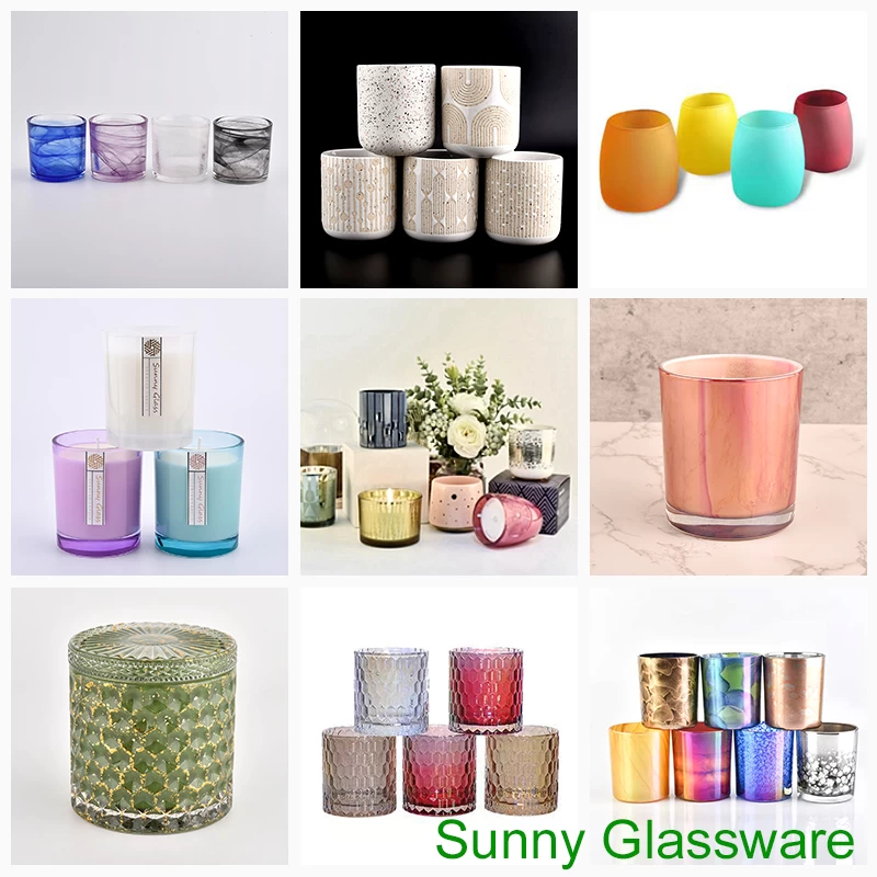 Luxury GEO Cut 16oz glass candle containers with lids wholesale