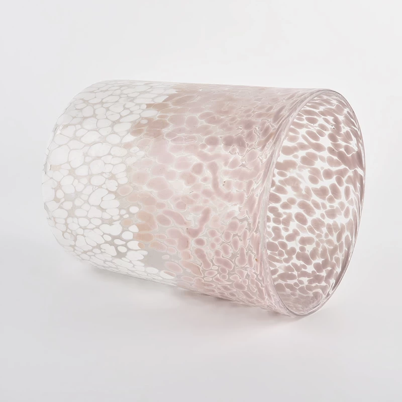 Ensoleillé verrerie couleur mélangée moucheté cylindrique récipient en verre pots de bougie de luxe en gros