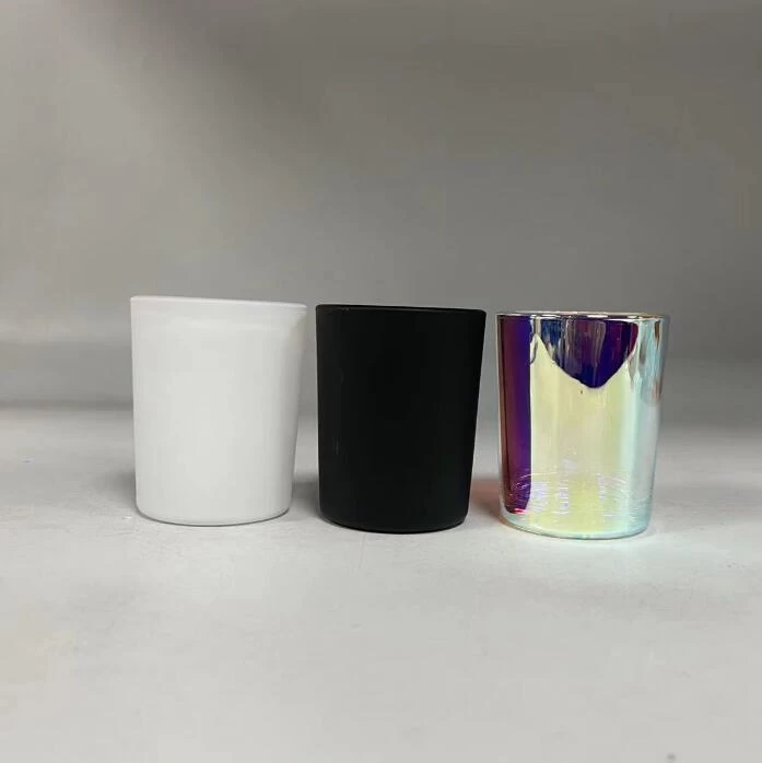 verre votif noir mat brillant couleur blanc placage pots de bougies en verre