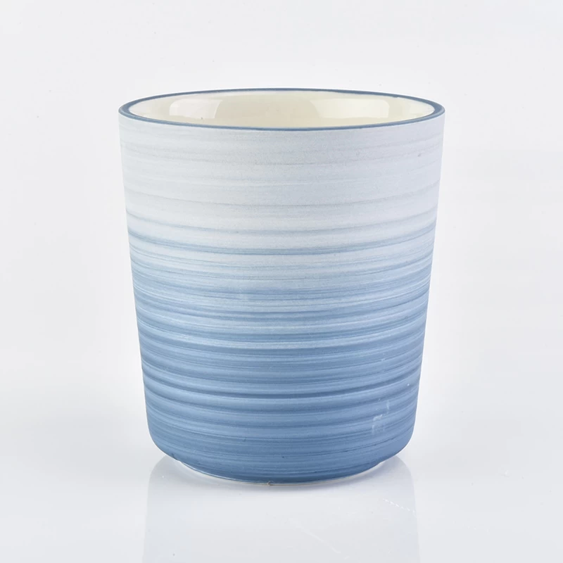pots de bougie en céramique à motif circulaire bleu clair pour la fabrication de bougies