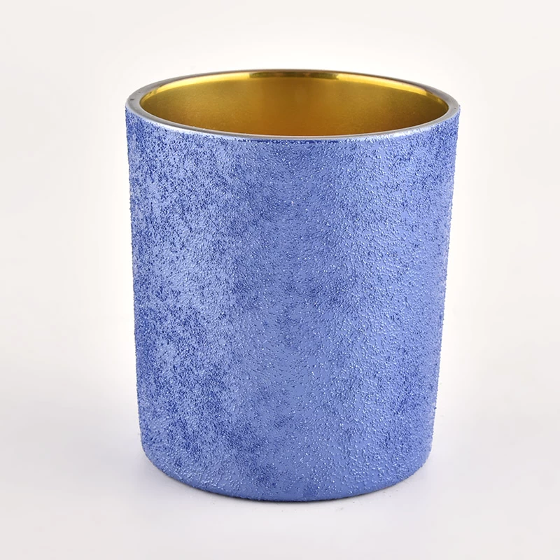 luxury 2oz to 20oz yellow powder coating outside with gold effect inside glass candle holders for wholesale