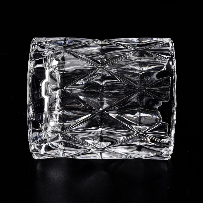 custom transparent candle vessels glass embossed candle jar in bulk 