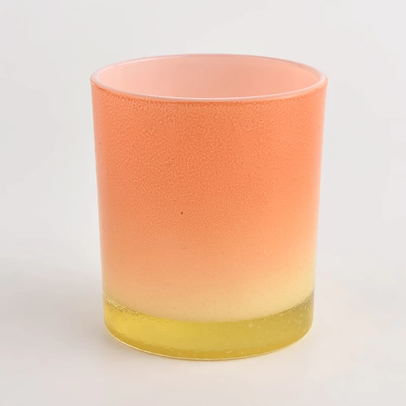 Pot de bougie en verre régulier de 300 ml de couleur orange dégradé de vente en gros pour la vente en gros