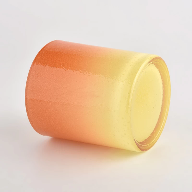 Pot de bougie en verre régulier de 300 ml de couleur orange dégradé de vente en gros pour la vente en gros